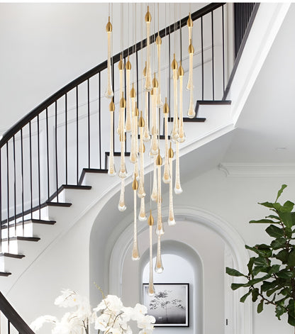 Castagniers | Staircase Gold Crystal Chandelier, 36 Lights (2)By Miron Demid LLC