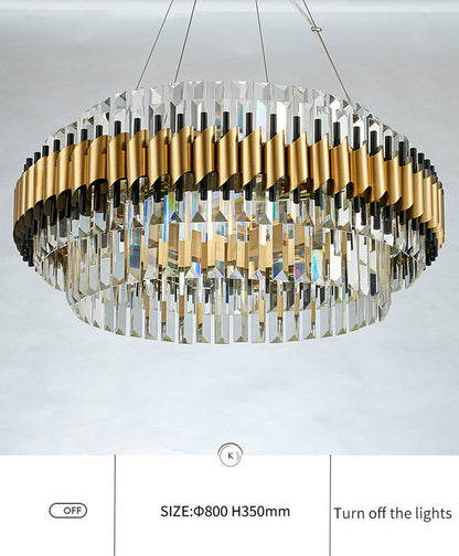 Innichen | Luxury Crystal LED Chandelier of Stainless Steel for Living Room, Dia39.4xh13.7", Warm LightBy Miron Demid LLC
