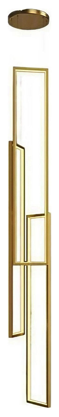 Lavagna | Ultramodern Rectangle Hanging LED Chandelier, Gold, 3 Lights (H157.5"), Warm Light, DimmableBy Miron Demid LLC
