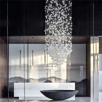 Le Port | Floating Luxury Crystal Chandelier With Decorative Stones, Clear, Dia23.6xh78.7", Cool LightBy Miron Demid LLC