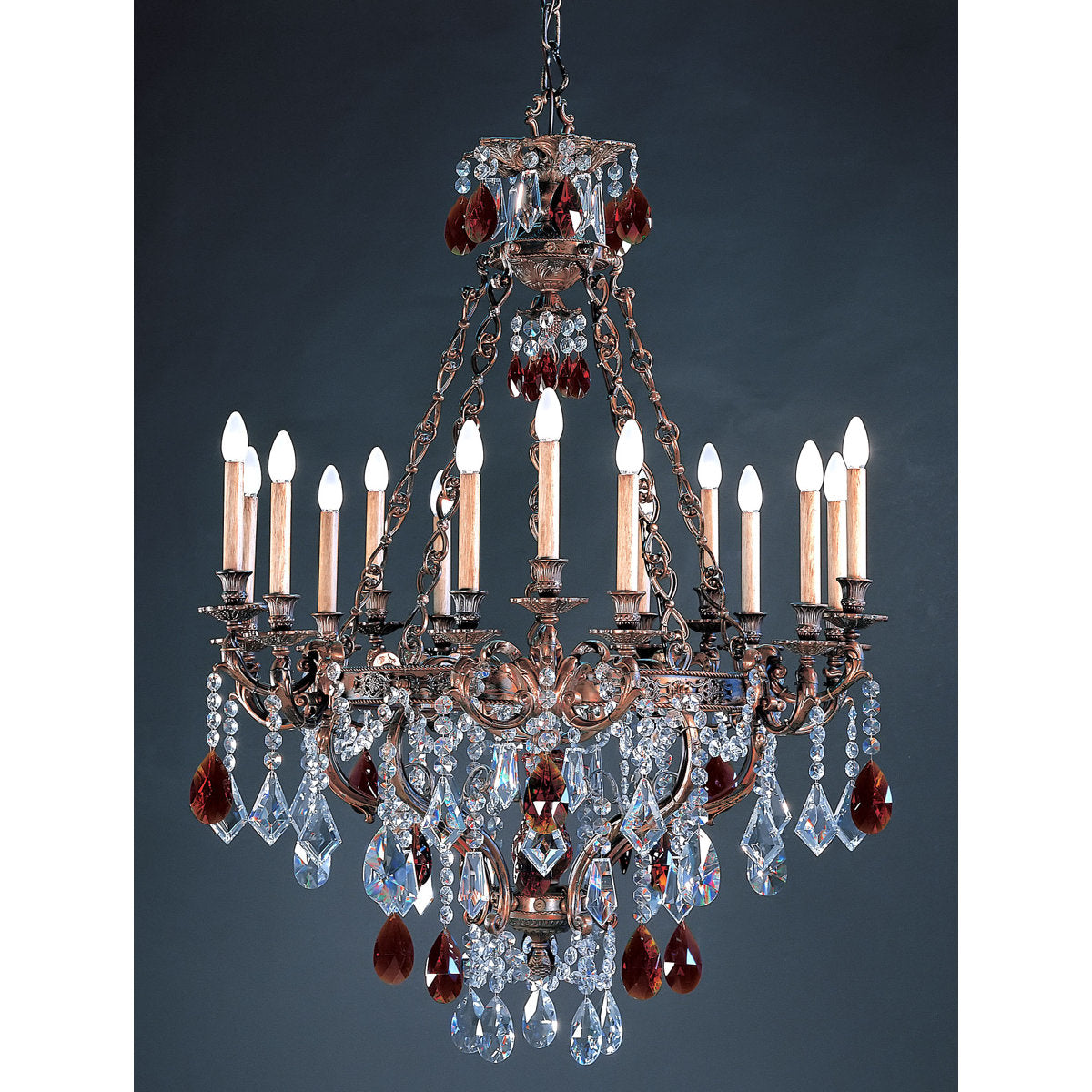15 - Light Candle Style Wagon Wheel Chandelier