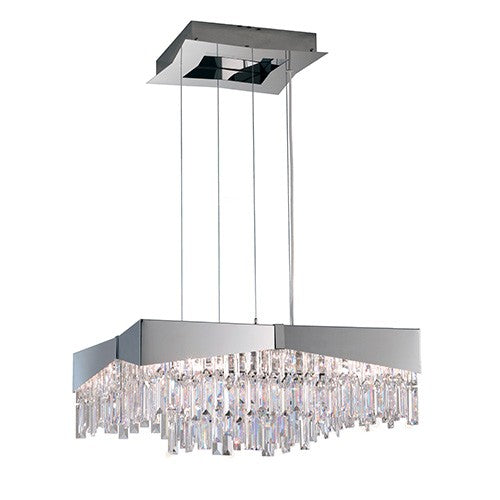 Stainless Steel Eight-Light Large Square Pendant with Clear Swarovski Element Crystal