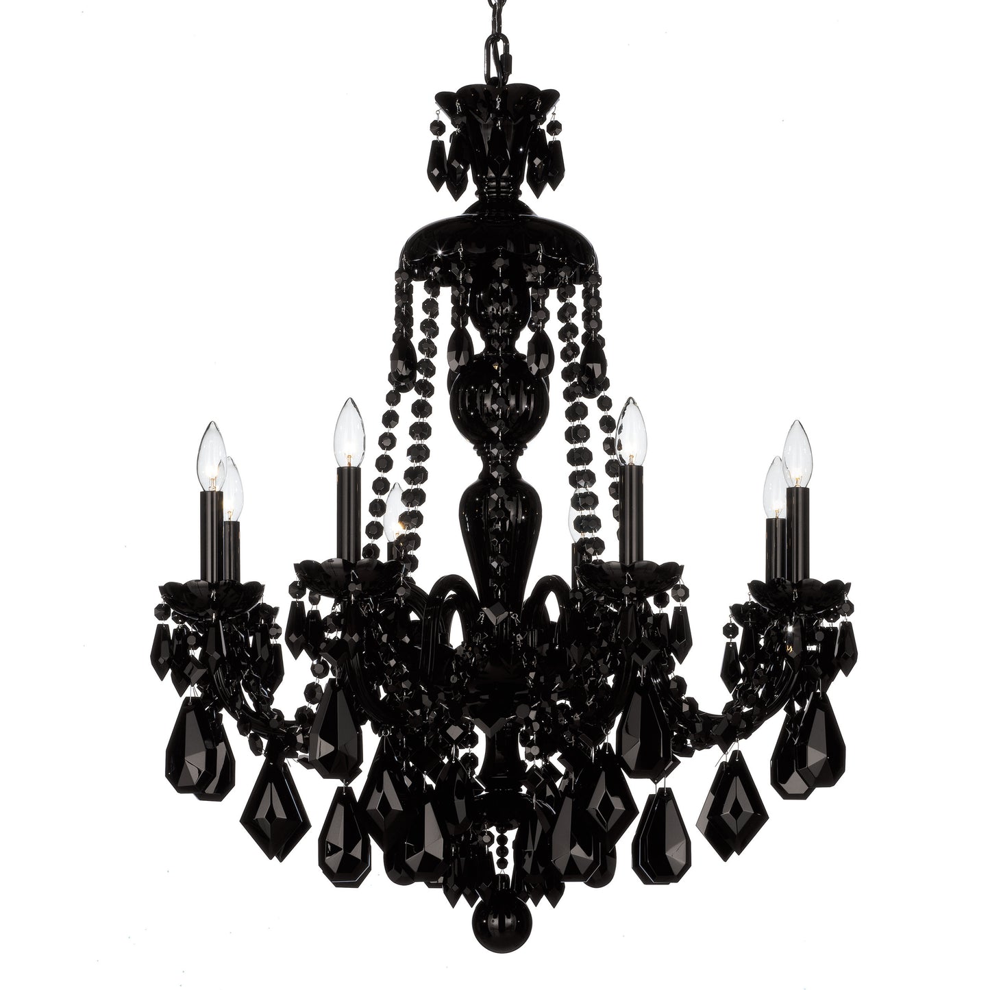 Schonbek 5737BK, 8 Light Crystal Chandelier In Jet BlackBy Schonbek