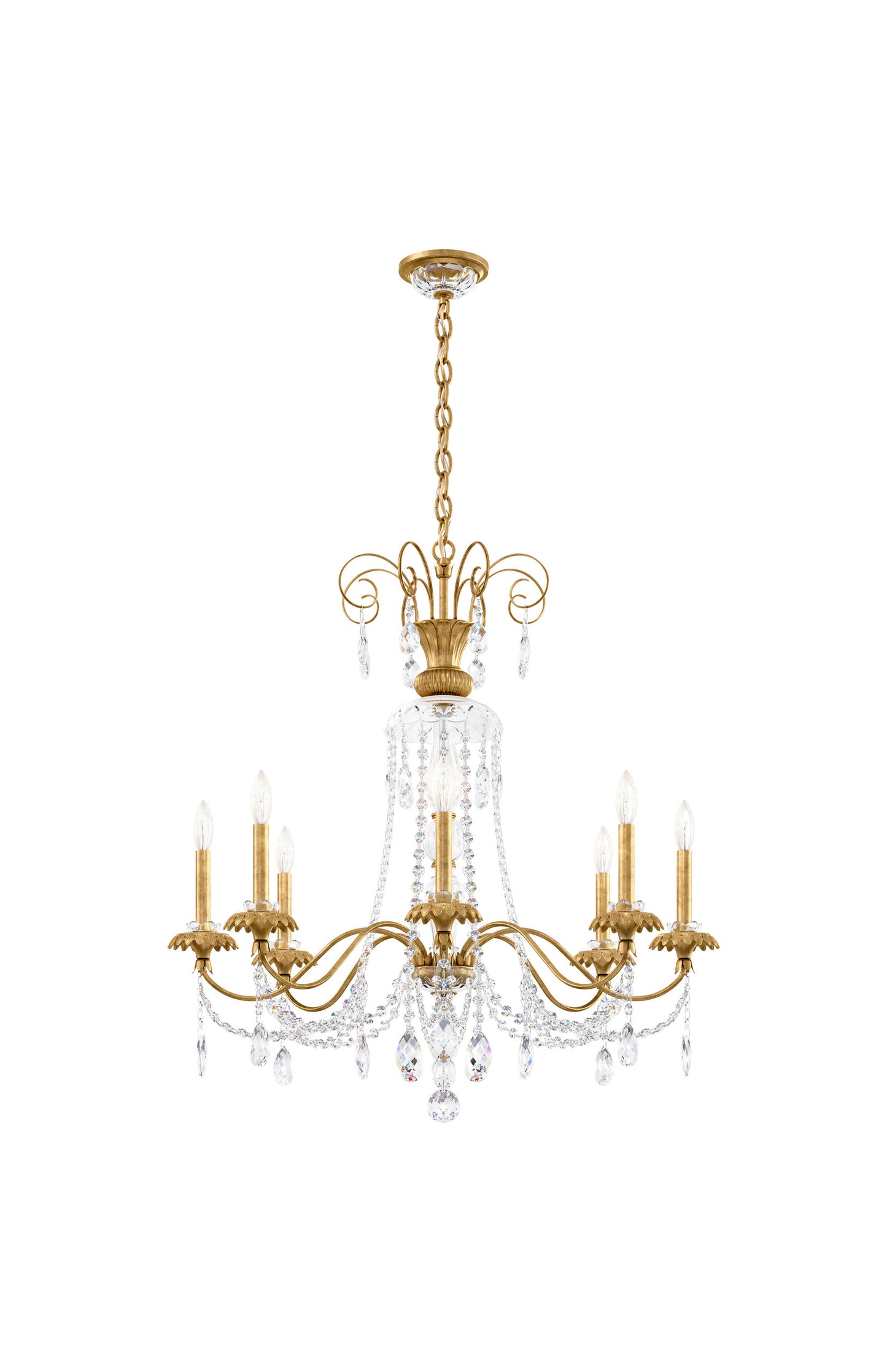 Schonbek At1008N-22H 8 Light Crystal Chandelier, Heirloom GoldBy Schonbek