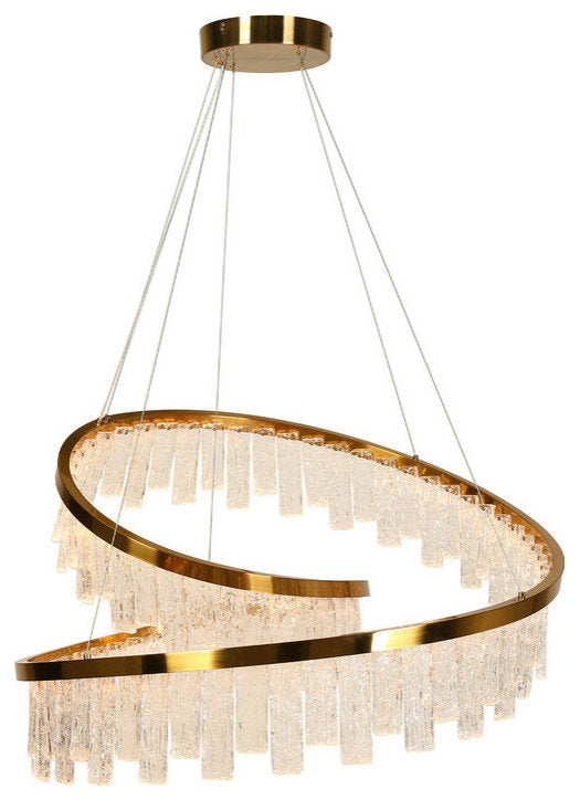 LNC Erinjenks 1-Light 31.5" Modern Textured Glass Chandelier LED, GoldBy LNC