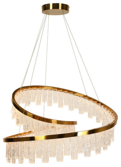 LNC Erinjenks 1-Light 31.5" Modern Textured Glass Chandelier LED, GoldBy LNC