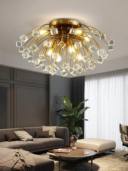 Aggius | Colorful Crystal Led Round Ceiling Chandelier, 23.6", SquareBy Miron Demid LLC