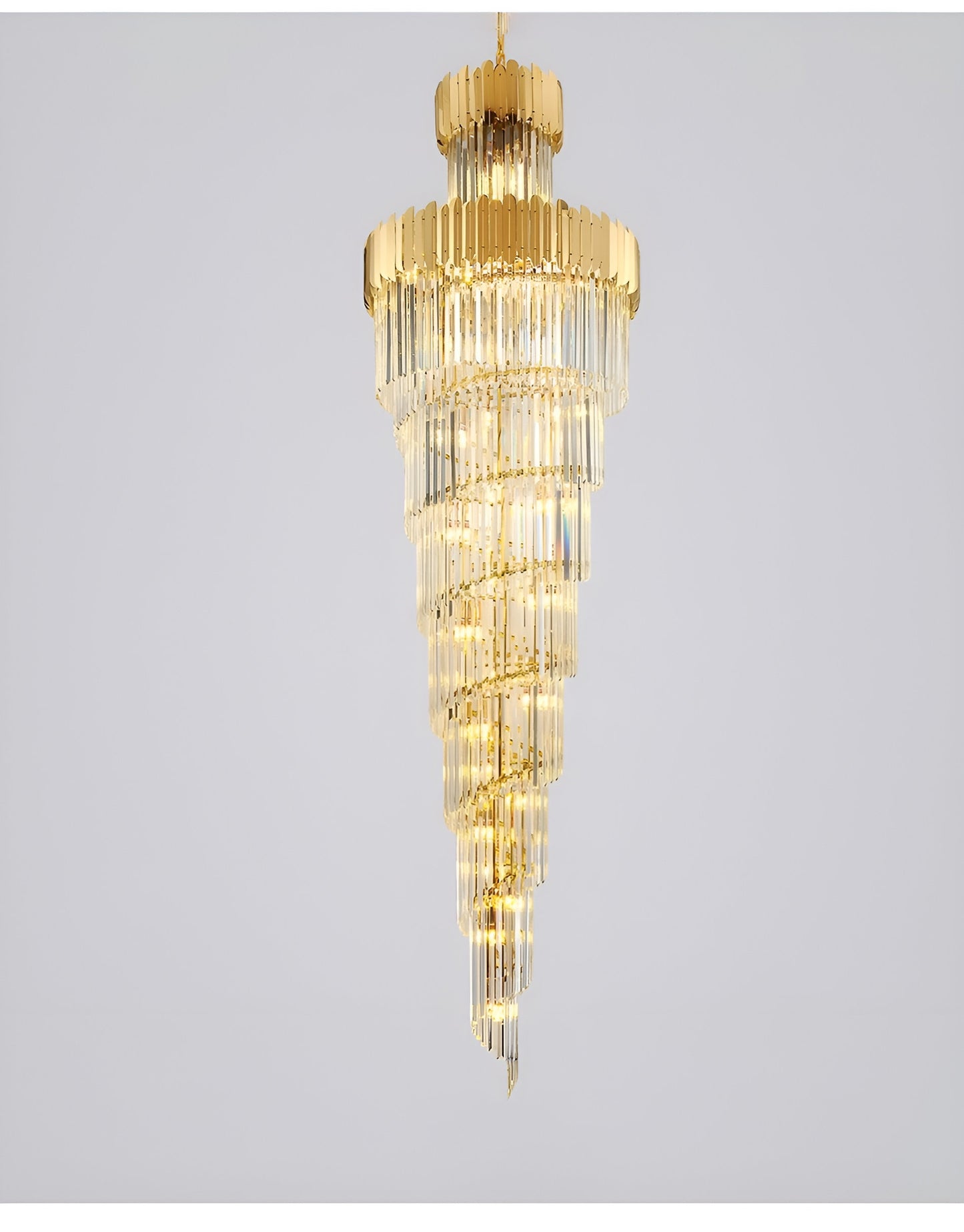 Trinite | Exclusive Long Gold Modern Crystal Chandelier, 39.4By Miron Demid LLC