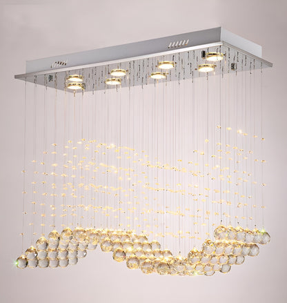 Agropoli | Luxury Rectangle LED Crystal Lamp for Dining Room, L47.2xw9.8xh39.4", Cool LightBy Miron Demid LLC