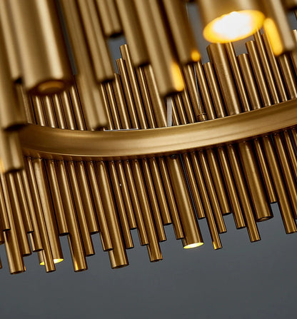 Genappe | Luxury Drum Gold Stainless Steel Chandelier, 19.7"By Miron Demid LLC