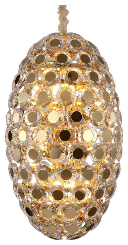Pendant 14-Light Oval Crystal Chandelier - GoldBy Michael Amini