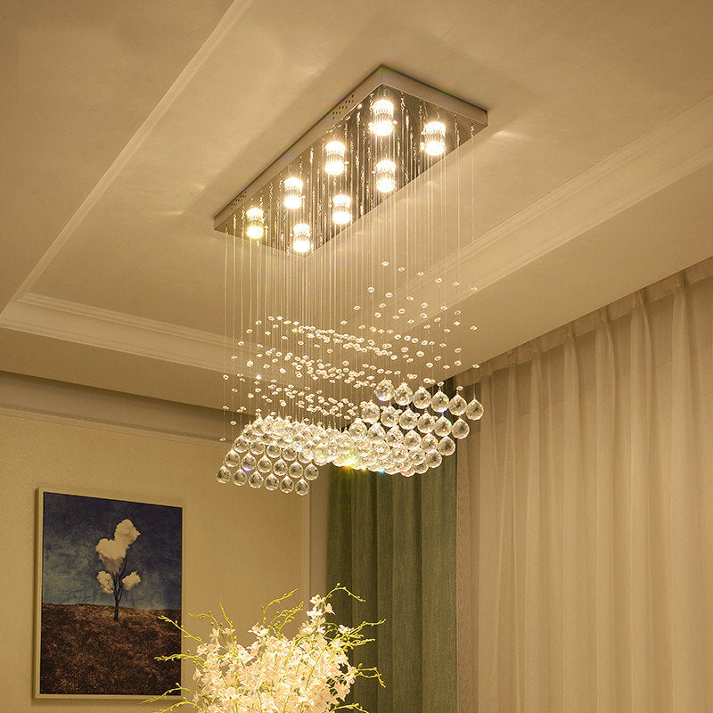Agropoli | Luxury Rectangle LED Crystal Lamp for Dining Room, L47.2xw9.8xh39.4", Cool LightBy Miron Demid LLC