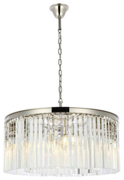 Elegant Lighting 1208D31/RC Sydney 8 Light 32"W Crystal Drum - Matte BlackBy Elegant Furniture & Lighting