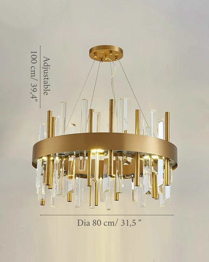 Royal Hanging Gold/Titanium/Copper Round Crystal Chandelier for Dining Room, Gold, 31.5'', Warm LightBy Miron Demid LLC