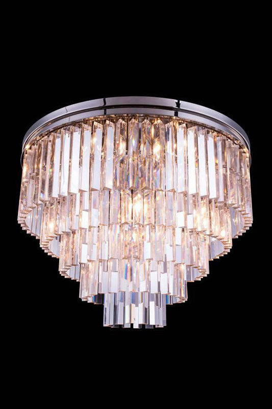 Sydney 17 Light Flush Mount, Polished Nickel, ClearBy Elegant Furniture & Lighting