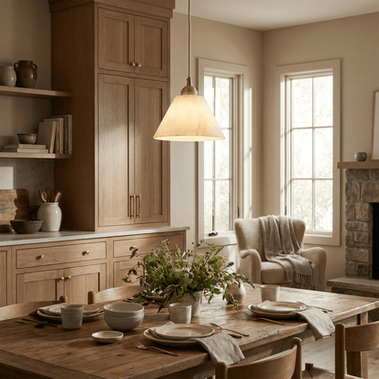 Conical Alabaster Brass Pendant Lamp