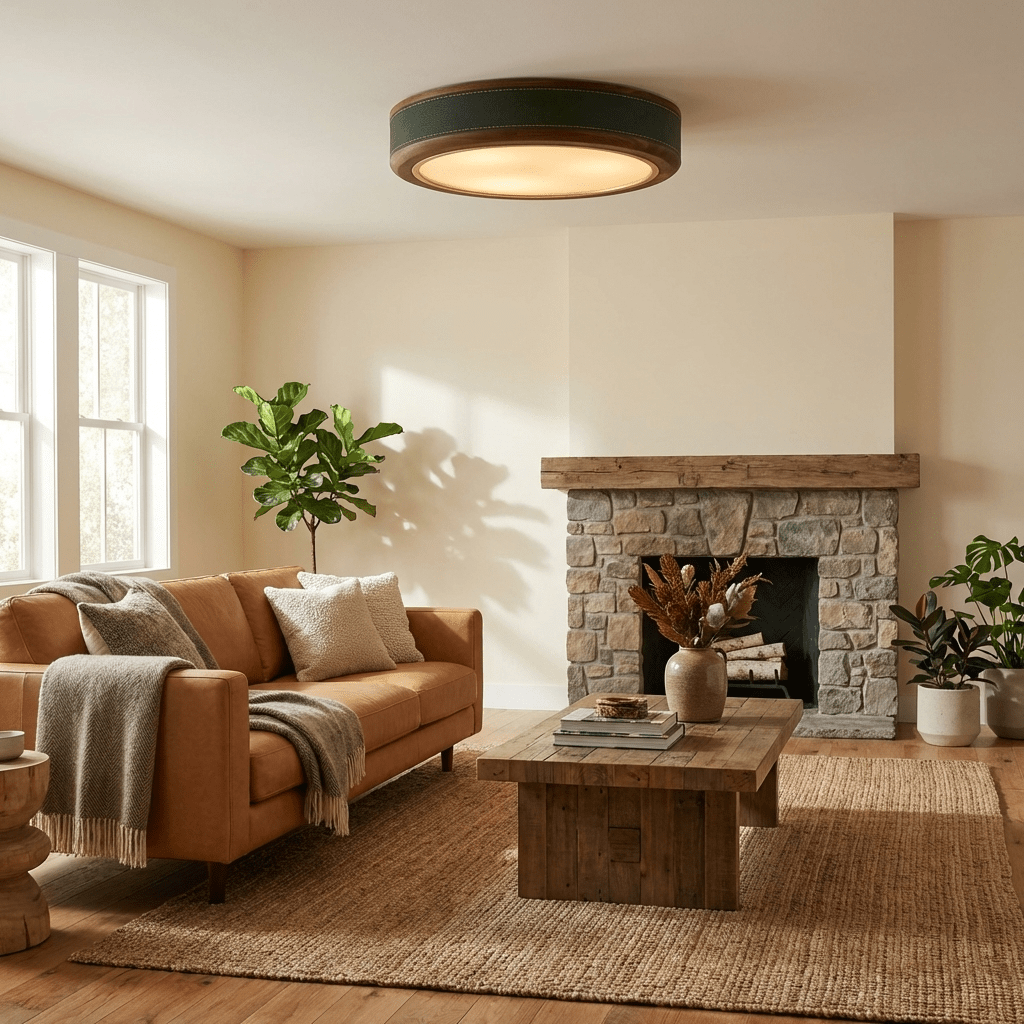 Crafted Leather Ceiling Light