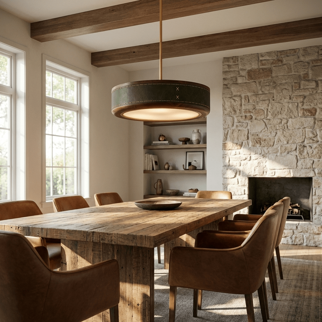 Crafted Leather Ceiling Light