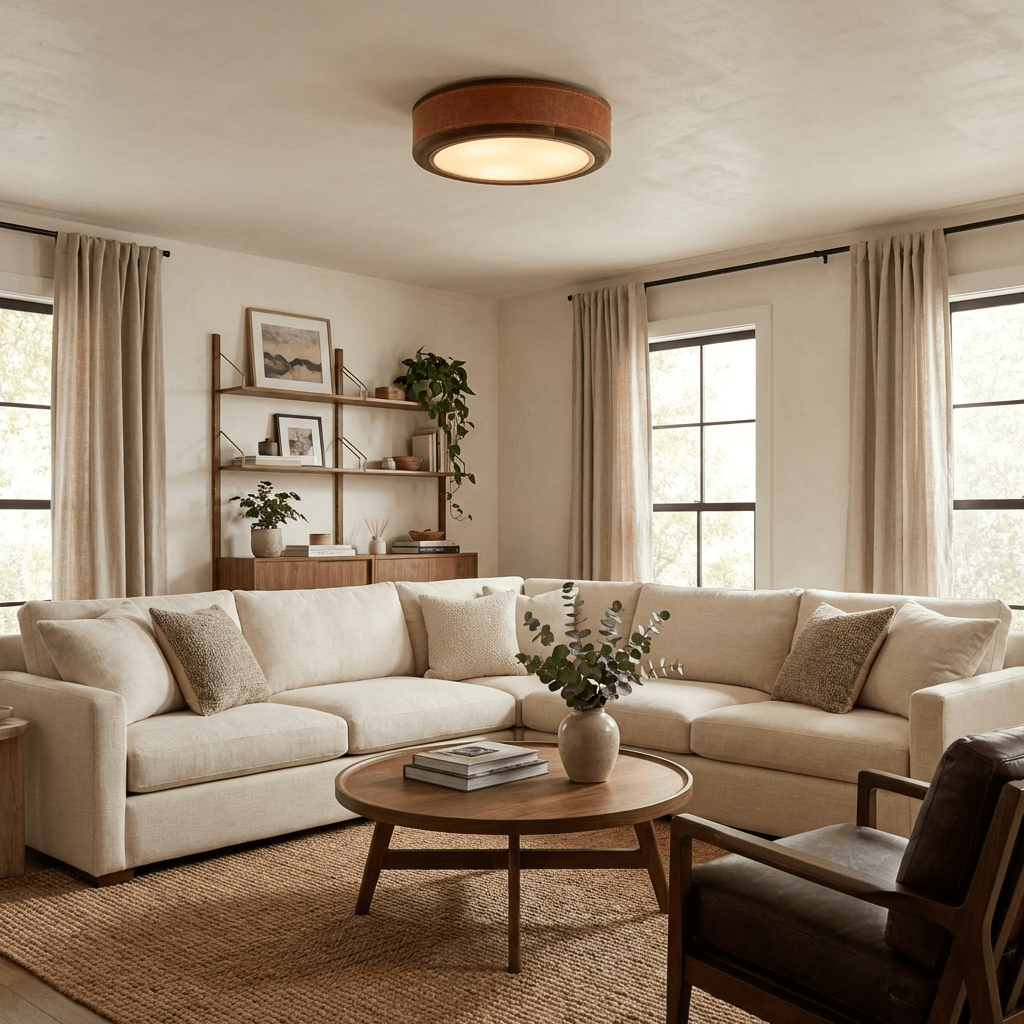 Crafted Leather Ceiling Light