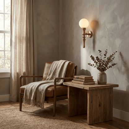 Thalor Wood Globe Wall Lamp