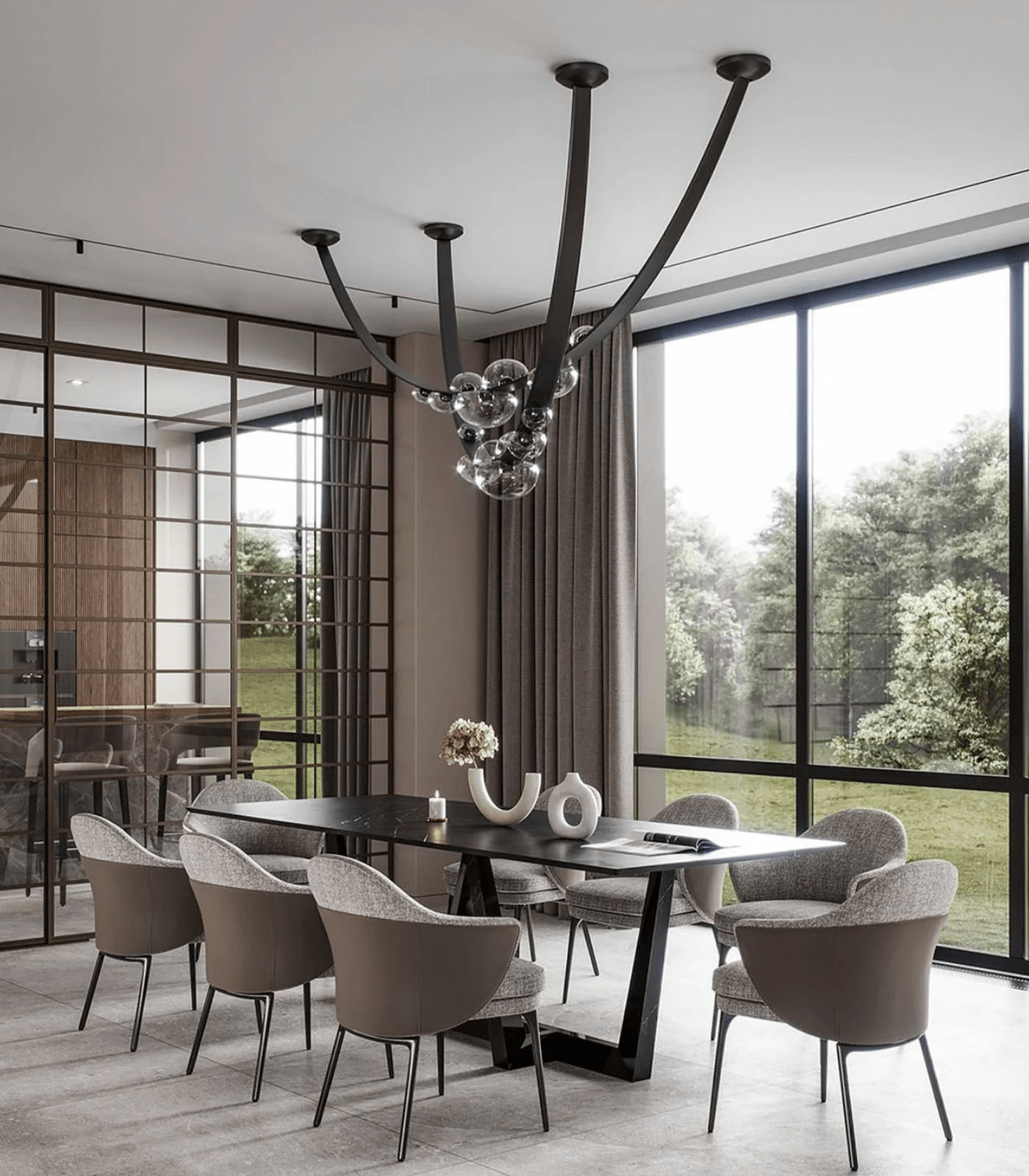 Orvyn Leather Arc Chandelier