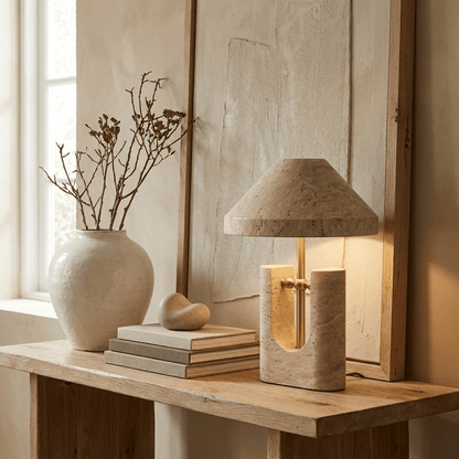 Solvra Yellow Travertine Table Lamp