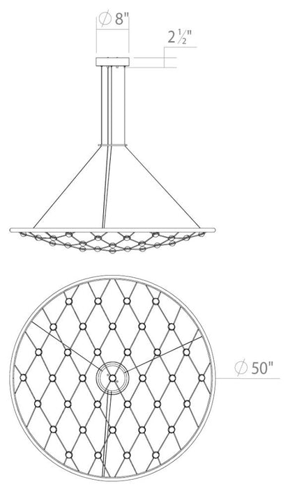 Constellation Galaxy Matrix Round LED Pendant, Bright Satin Aluminum, 48"By SONNEMAN - A Way of Light
