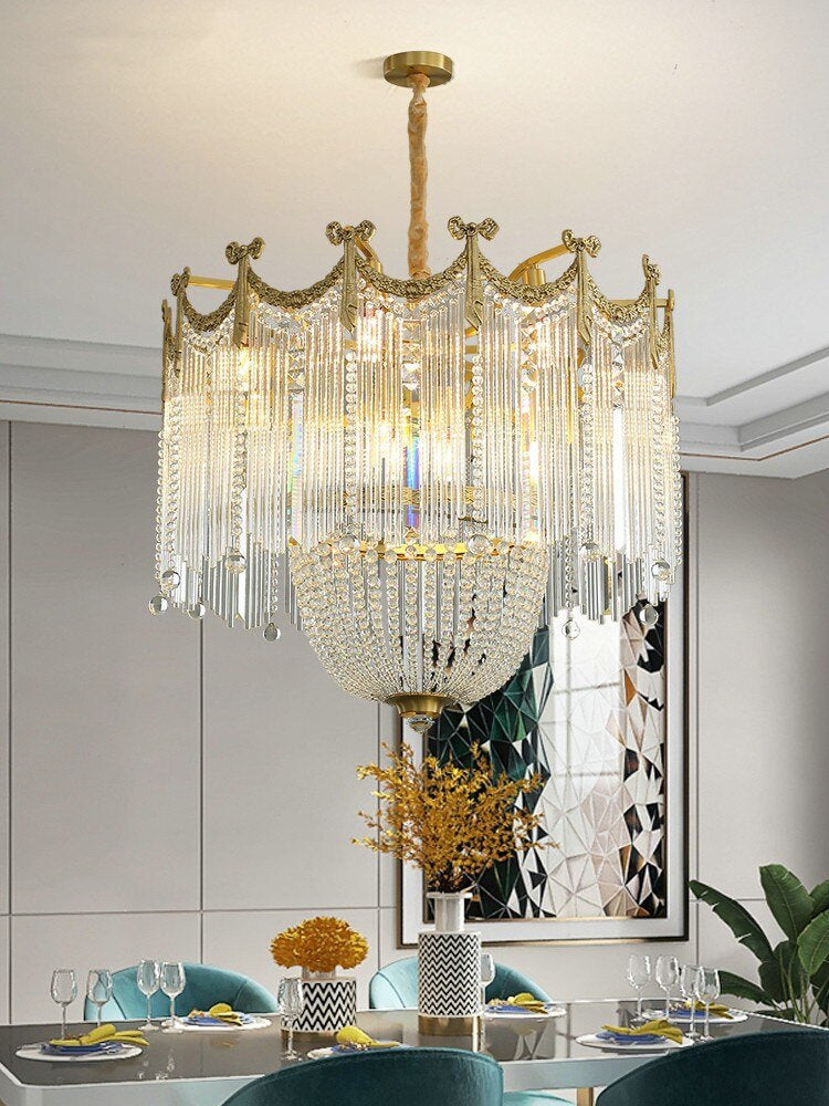 Imperia | Gorgeous Crystal Copper LED Chandelier for Dining Room, Bedroom, Dia23.6xh20.5"By Miron Demid LLC