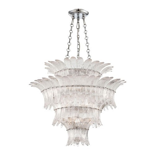 Fiore Chrome / Clear 12 Light Chandelier with Clear Glass Shade