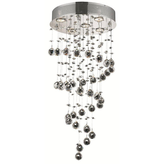 Galaxy Chrome Five-Light 16-Inch Semi Flush Mount with Royal Cut Clear Crystal