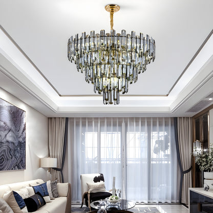 Amriswil | Contemporary Smoky Gray Chandelier for Living Room, Clear Crystal, 31.5''By Miron Demid LLC