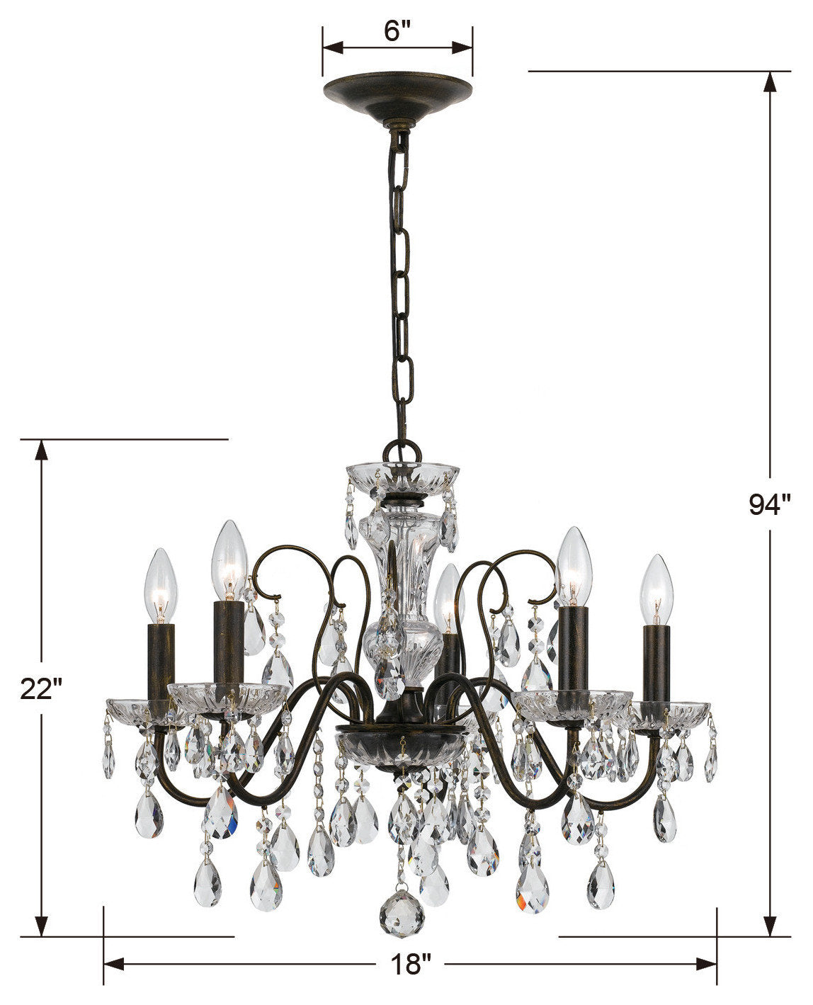 Crystorama Lighting Group 3025-CL-S Butler 5 Light 23"W Crystal - EnglishBy Crystorama Lighting