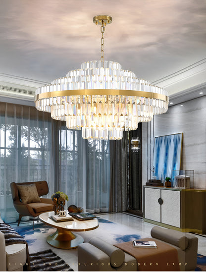 Calenzana | Large Chic Hanging Crystal Chandelier, 39.4''By Miron Demid LLC