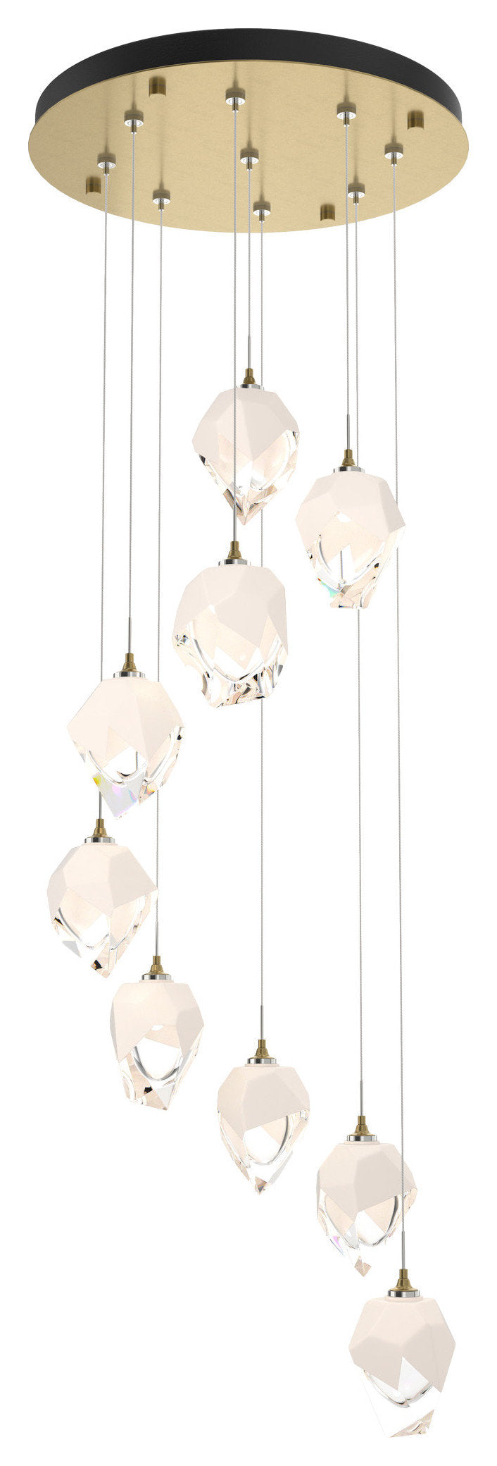 Chrysalis 9-Light Small Crystal Pendant Modern Brass Finish- Long, White CrystalBy Hubbardton Forge