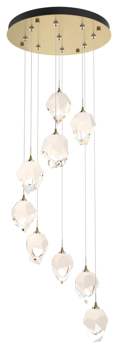 Chrysalis 9-Light Small Crystal Pendant Modern Brass Finish- Long, White CrystalBy Hubbardton Forge