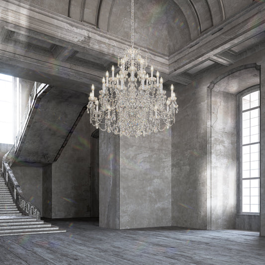 Schonbek 1718-44 28 Light Crystal Chandelier, Heirloom SilverBy Schonbek