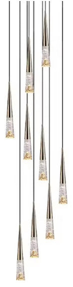 Modern Simple Crystal Staircase Chandelier Light, D24", BlackBy Akari Lanterns