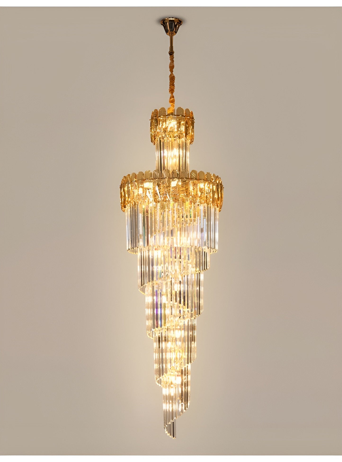 Le Cannet | Luxury Spiral Crystal Chandelier For Stairway, Smoky Gray, 15.8''By Miron Demid LLC