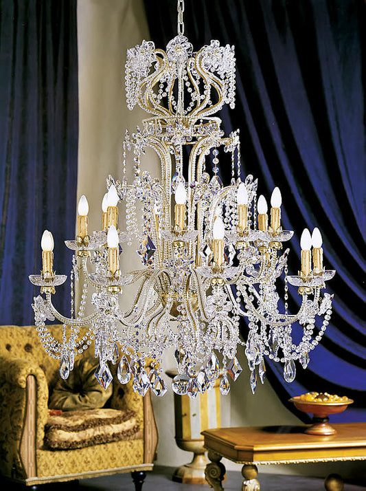 18 - Light Candle Style Empire Chandelier with Crystal Accents