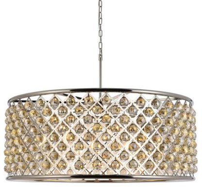 Elegant Lighting 1214G43-GT/RC Madison 10 Light 44"W Crystal Drum - PolishedBy Elegant Furniture & Lighting