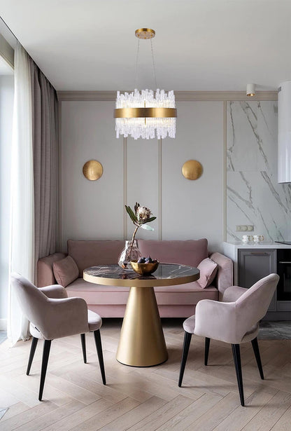 Matte Gold Chandelier With Glass RodsBy Design Living
