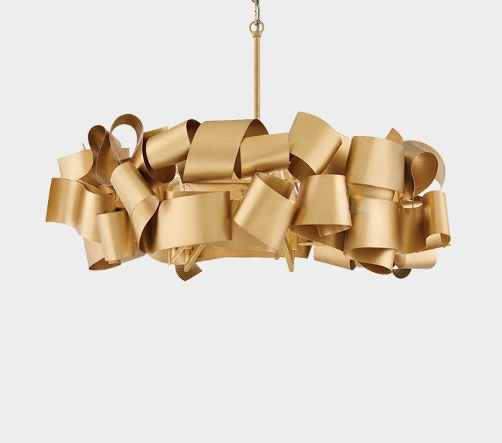Zelo Surrigone | Postmodern Creative Gray/Gold Iron Chandelier, Copper, 31.5"By Miron Demid LLC