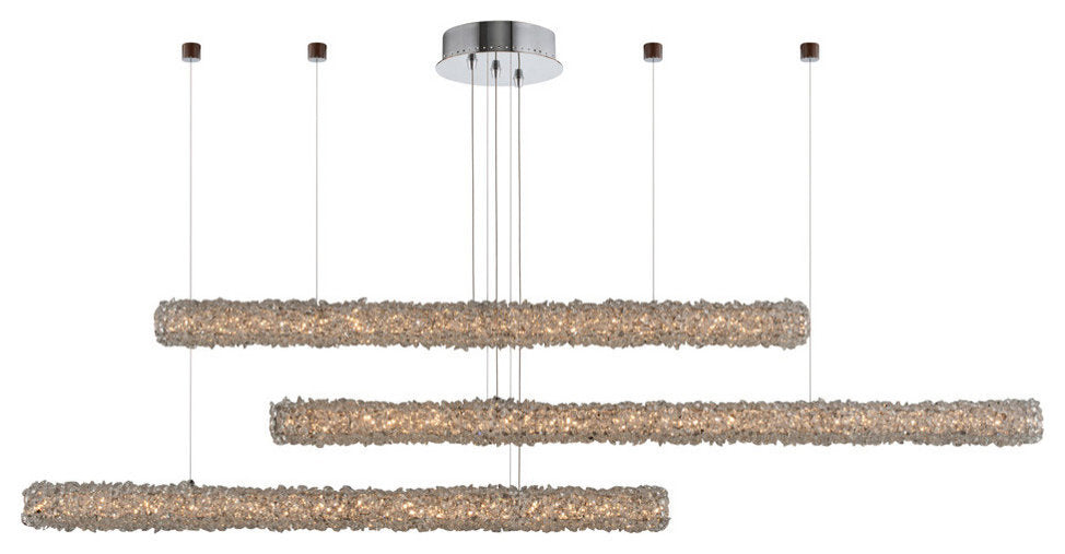 Lina 8x2" 3-Light Contemporary Island Light, Polished ChromeBy Allegri Crystal by Kalco Lighting