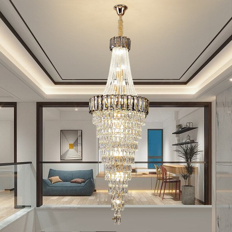 Saint-Auban | Luxury Elegant Crystal Chandelier For Stairway, Smoke Grey, Dia31.5"By Miron Demid LLC
