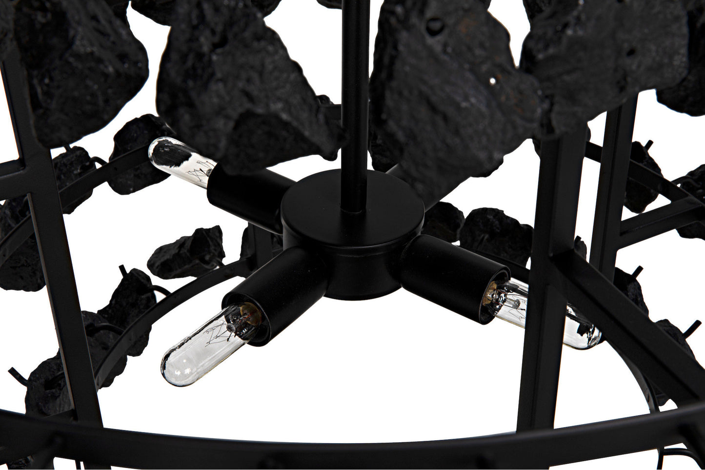 Vulcan Chandelier, Black Steel With Black GlassBy Noir