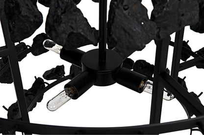 Vulcan Chandelier, Black Steel With Black GlassBy Noir