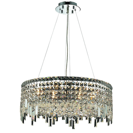 Maxim Chrome Twelve-Light 24-Inch Pendant with Royal Cut Clear Crystal