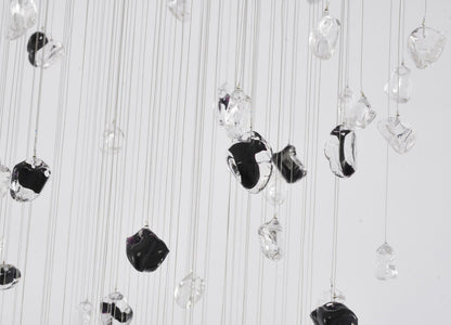 9-Light Chrome Chandelier With Amber And Clear Glass StonesBy Design Living
