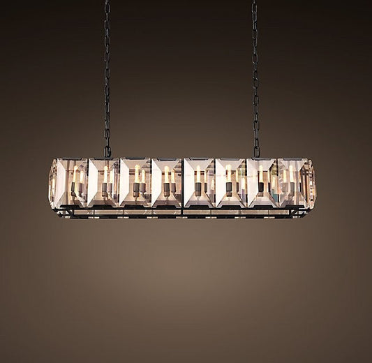 American-style rectangle 16 lights square crystal chandelier