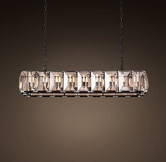 American-style rectangle 18 lights square crystal chandelier